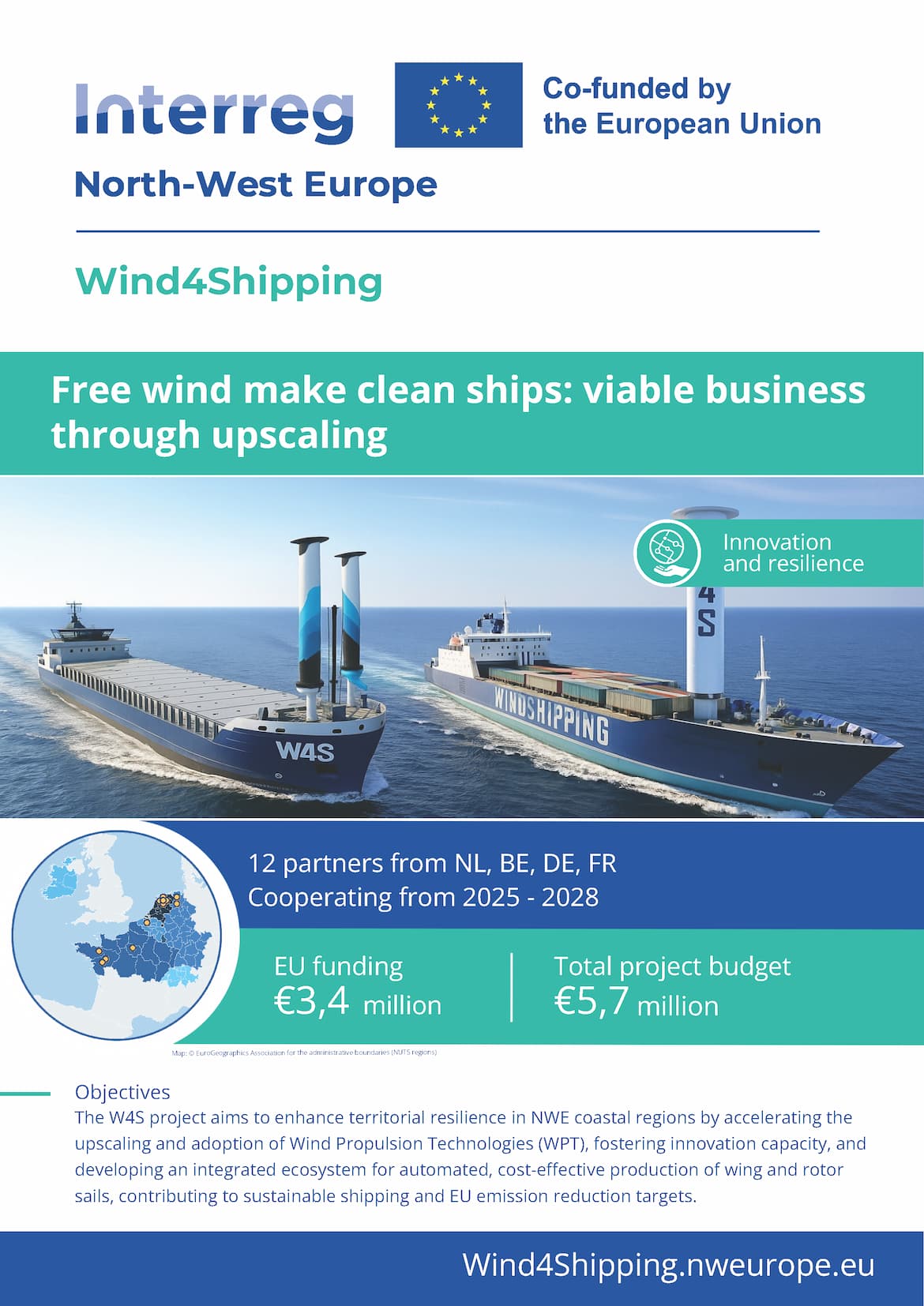 poster projet interreg nwe wind4shipping (w4s)
