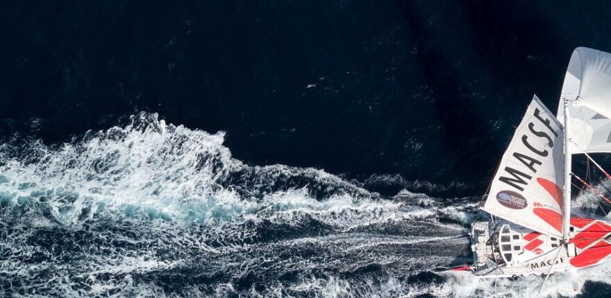 Imoca class competitive boat on the ocean