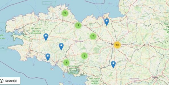 carte des acteurs bretons du réemploi des emballages dans le secteur alimentaire