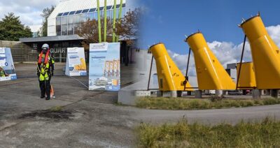 fowt 2025, devanture du Quart de Brest et blocs de l'éolienne flottante d'eolink