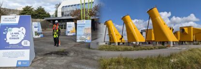 fowt 2025, devanture du Quart de Brest et blocs de l'éolienne flottante d'eolink